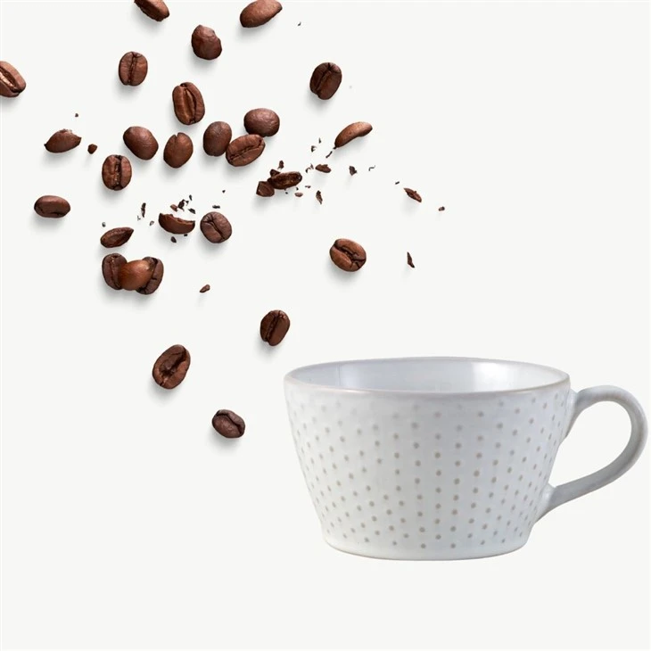 Basket Weave Stoneware Pearl Coffee Mug
