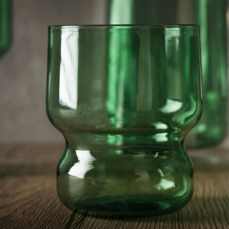 Charming Green Glasse Tumbler, Borosilicate Glass, Hand Blown Tech