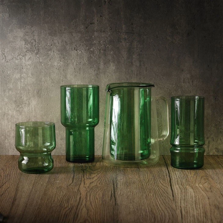 Charming Green Glasse Tumbler, Borosilicate Glass, Hand Blown Tech