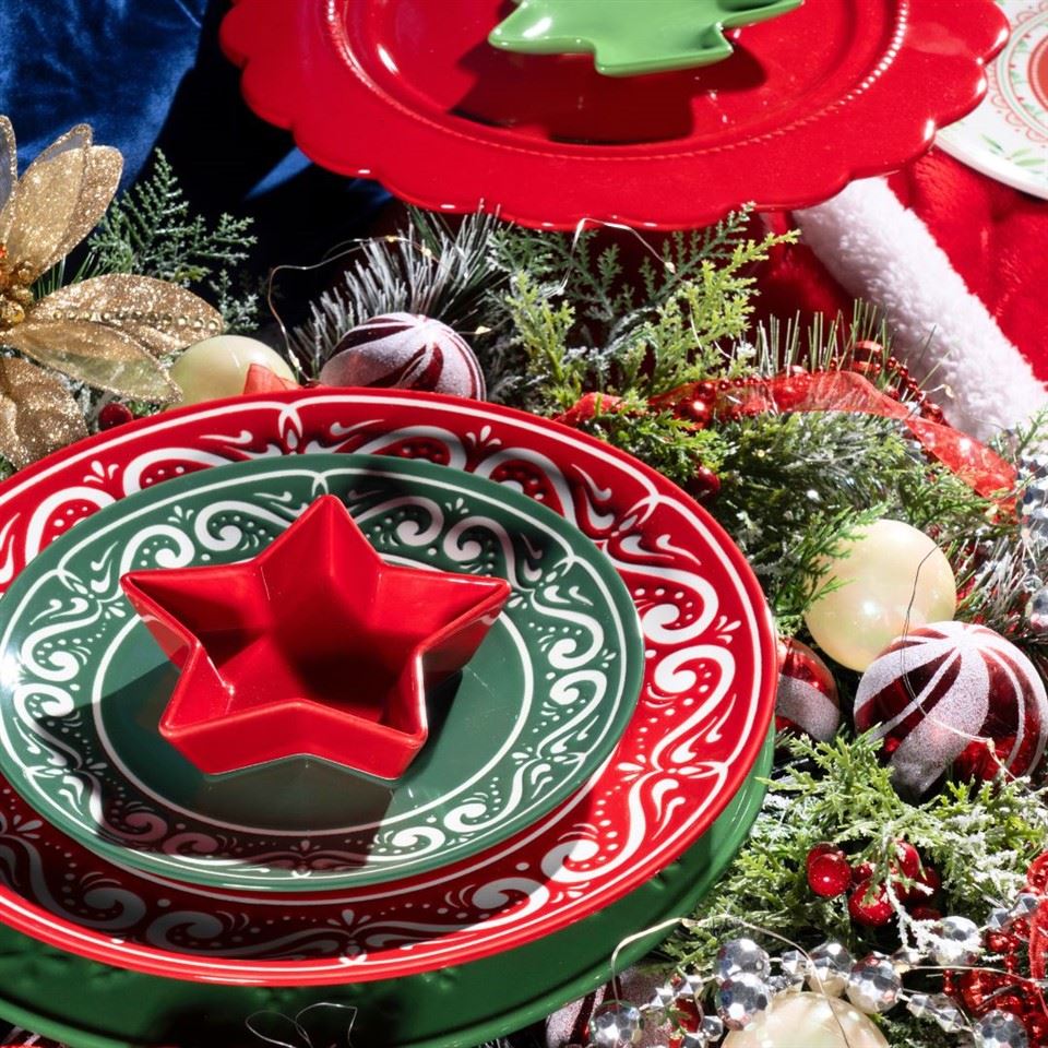 Service de table, assiettes et bols en céramique de Noël