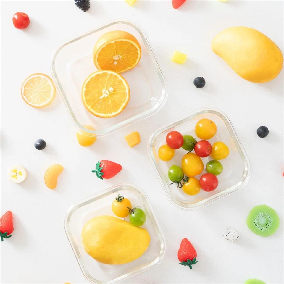 Premium 370ml Square Glass Food Containers With Lids – 3-Piece Set