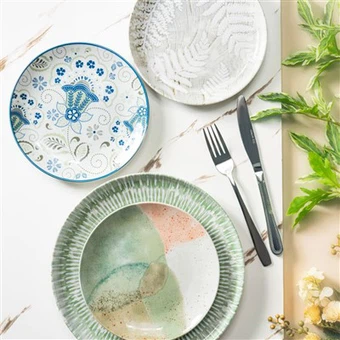 Ensemble de vaisselle à impression numérique 3D d'art géométrique