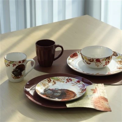 Service de table en porcelaine 16-pièces Dinde et récolte