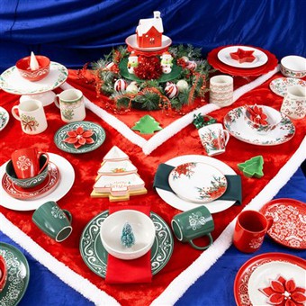 Collection de vaisselle de Noël Poinsettia d'hiver