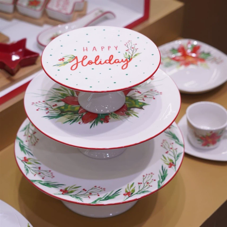 WWS Christmas Poinsettia Collection Dinnerware Set